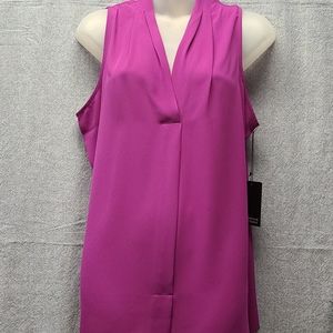 Adrienne Vittadini Sleeveless Purple Sheer Top (LG) NWT